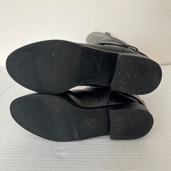 TORY BURCH Black Derby Tall Leather Riding Boots Womens 6 US - Picture 7 of 13